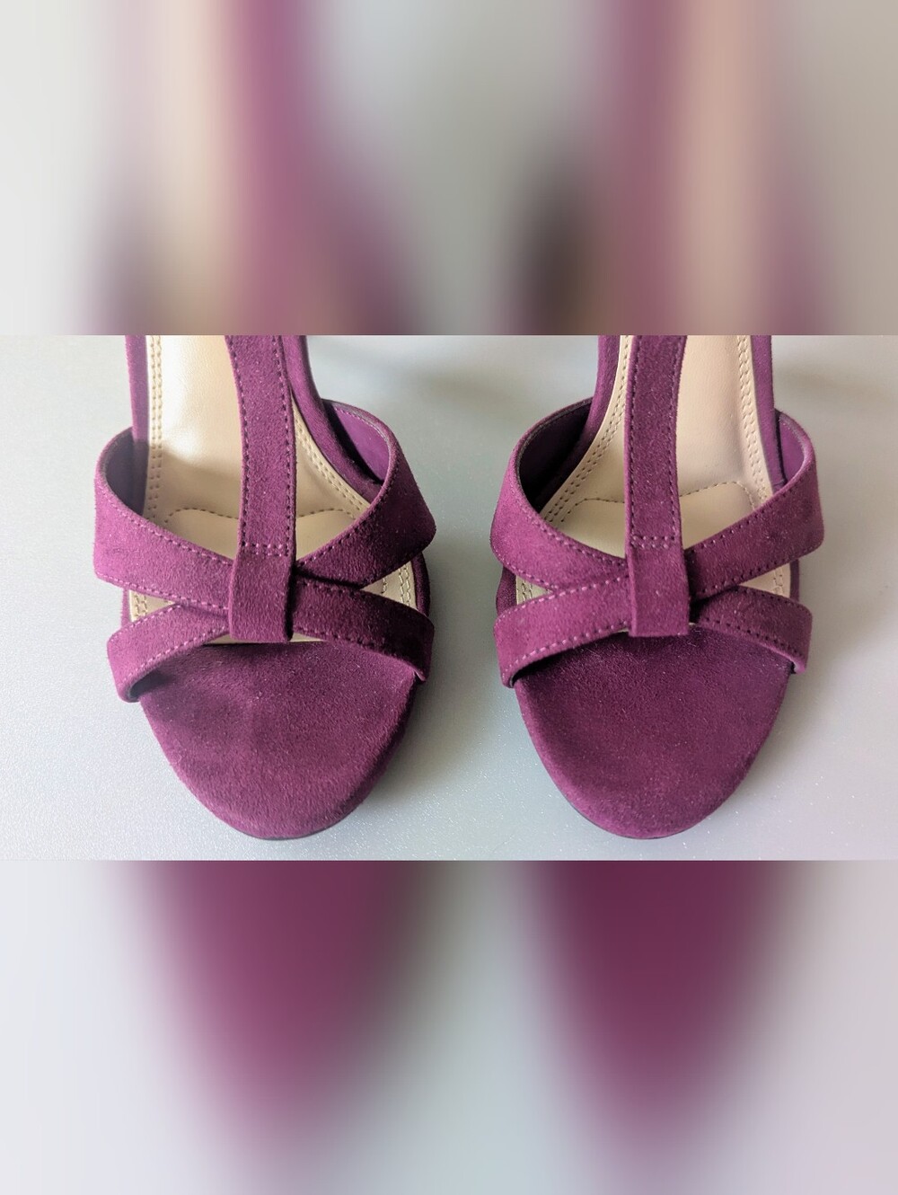 Kelly & Katie Talissa Women's Purple Suede Sandals Heels. Size 6. - Picture 6 of 14